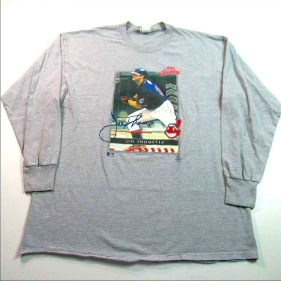 ⚾️ • VINTAGE 2002 Jim Thome Long Slv Tee Cleveland Indians Playoff Absolute • ⚾️ - Picture 1 of 4
